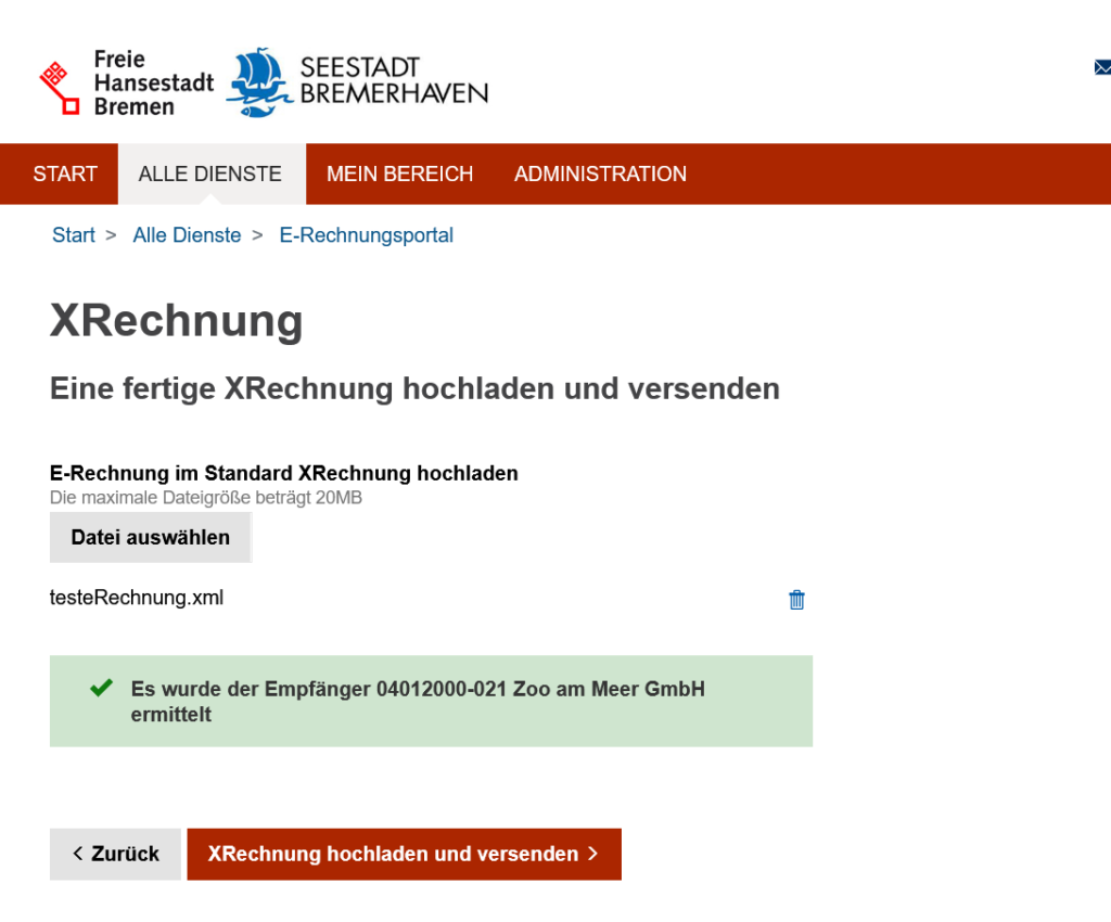 Korrekter Upload